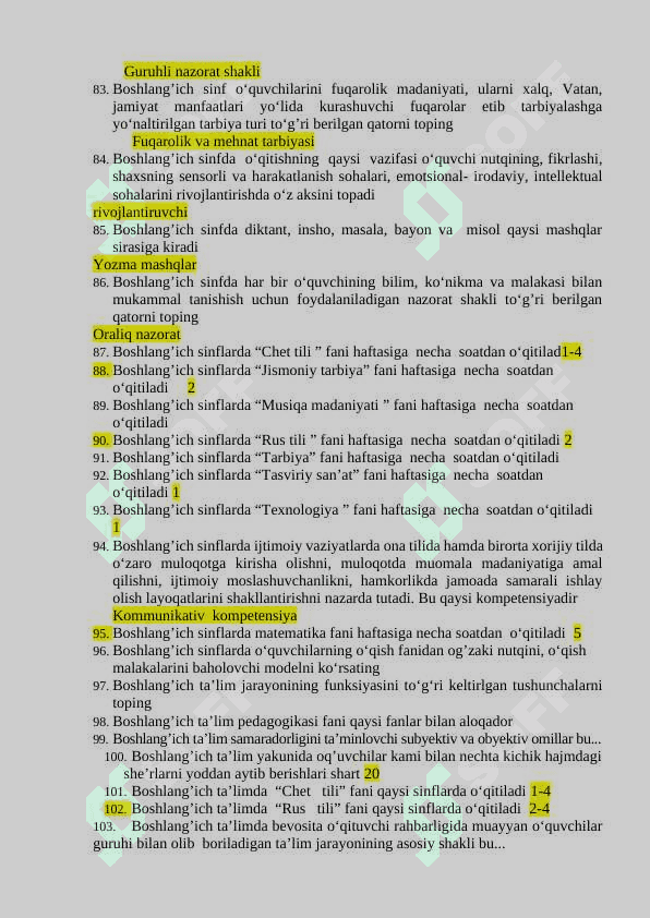“Boshlang‘ich ta’lim pedagogikasi” fanidan savolnoma (javoblari bilan) 7