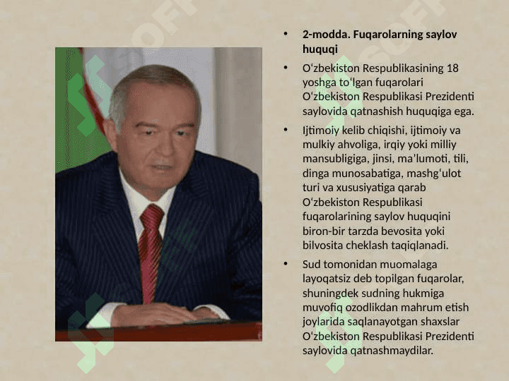 O‘ZBEKISTON RESPUBLIKASI PREZIDENTI SAYLOVI TO‘G‘RISIDA 3