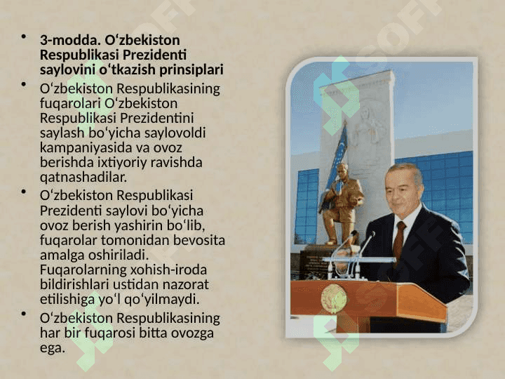 O‘ZBEKISTON RESPUBLIKASI PREZIDENTI SAYLOVI TO‘G‘RISIDA 4