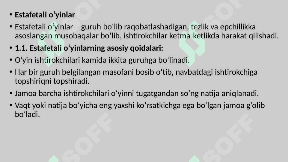 Estafetali milliy va harakatli o'yinlarni o'tkazish 2