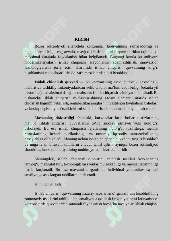 Mavzu: Ishlab chiqarish quvvati va uni hisoblash. KURS ISHI 3
