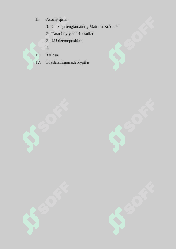 Chiziqli algebraik tenglamalar sistemalarini taqribiy yechish usullari. Yaqinlashish shartlari 2