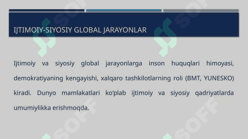 Global jarayonlar va barqaror taraqqiyot falsafasi mavzusida slayd 6