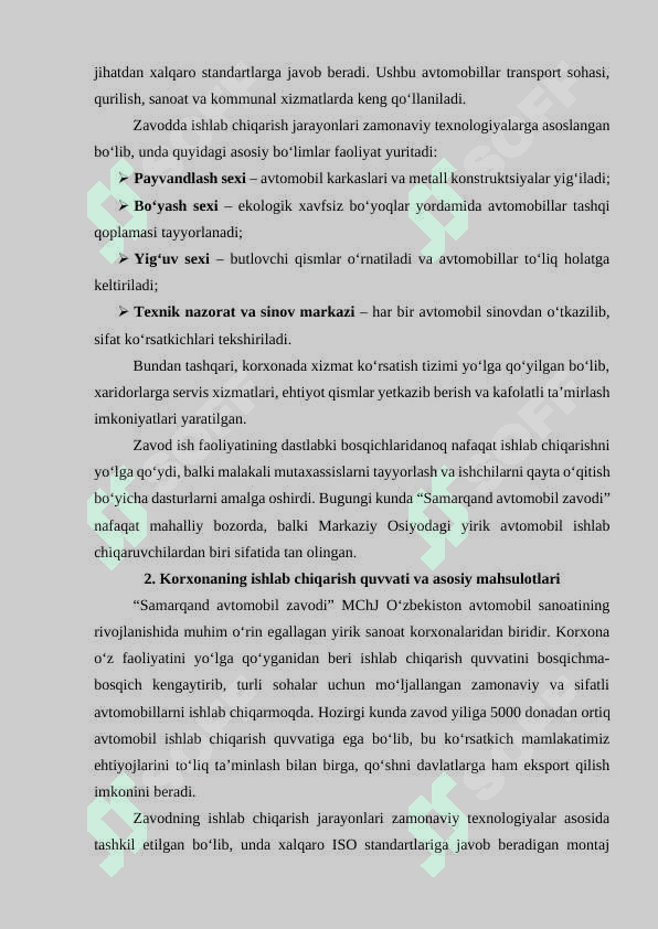 “Samarqand avtomobil zavodi” MChJning umumiy ma’lumotlari va statistik ko‘rsatkichlari 4