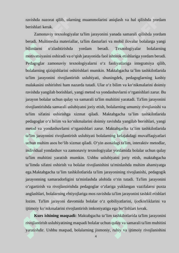 MAKTABGACHA  TA’LIM   TASHKILOTLARIDA  TA’LIM JARAYONINI  RIVOJLANTIRISH  USLUBIYATI. 3