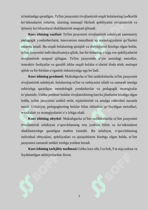 MAKTABGACHA  TA’LIM   TASHKILOTLARIDA  TA’LIM JARAYONINI  RIVOJLANTIRISH  USLUBIYATI. 4