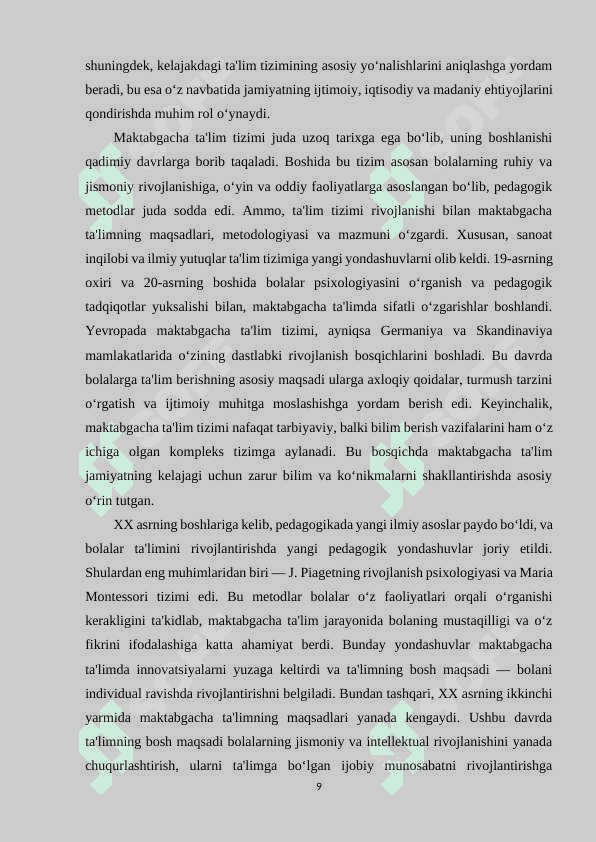 MAKTABGACHA  TA’LIM   TASHKILOTLARIDA  TA’LIM JARAYONINI  RIVOJLANTIRISH  USLUBIYATI. 8
