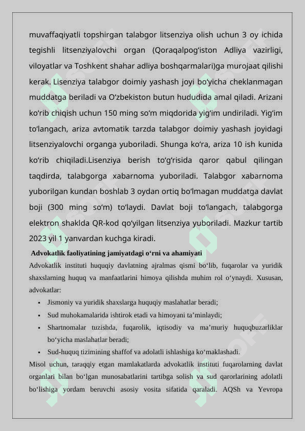 Advokatlik faoliyatini litsenziyalash. 3