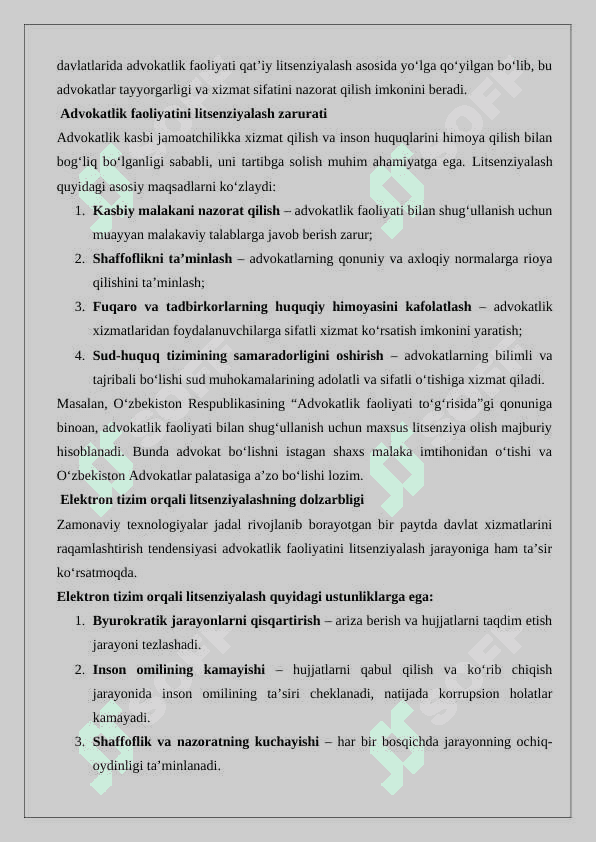 Advokatlik faoliyatini litsenziyalash. 4