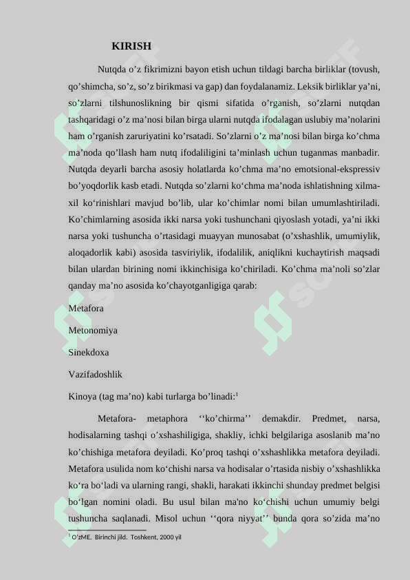O‘zbek adabiyotida meraforaning o‘rni KURS ISHI 3