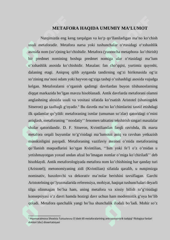 O‘zbek adabiyotida meraforaning o‘rni KURS ISHI 7