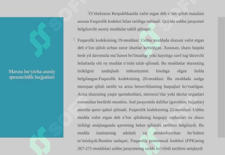 FUQAROLIK HUQUQIDA VAFOT ETGAN DEB E’LON QILISH 8