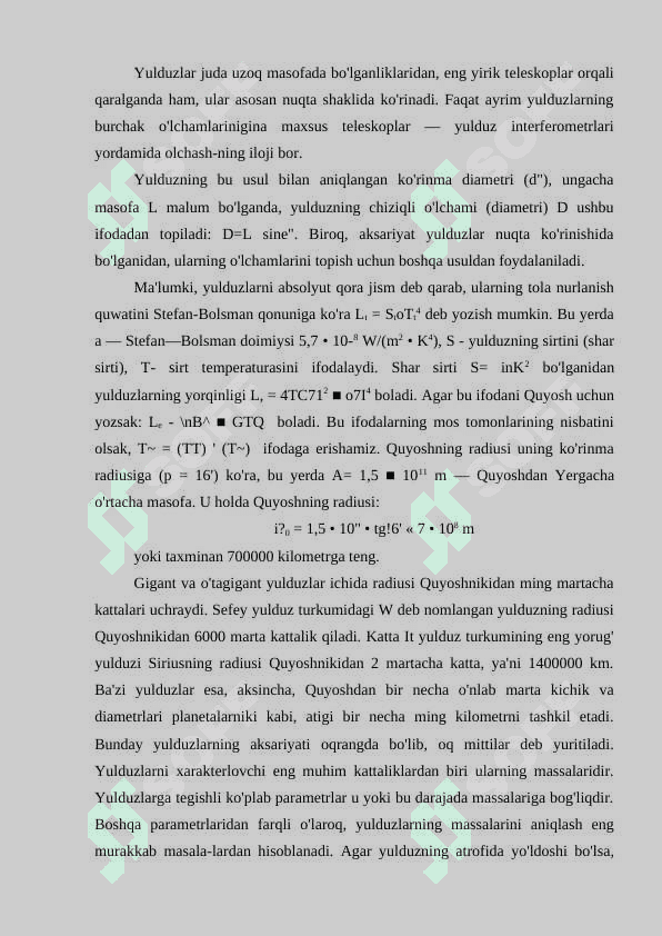 Yulduzlar koinotda keng tarqalgan jismlardir 2