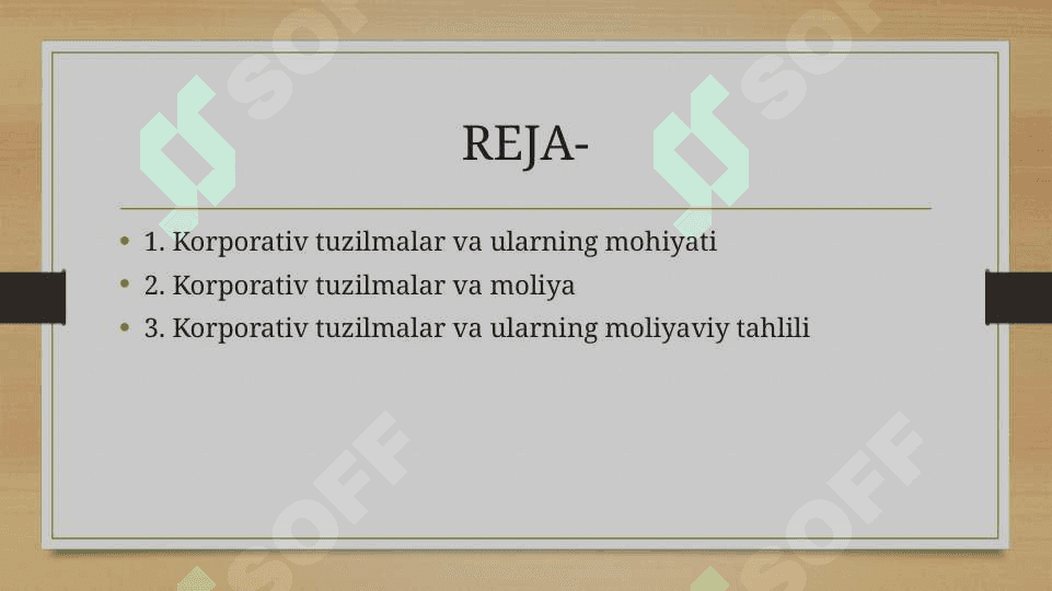 KORPPARATIV TUZILMALARNI MOLIYAVIY JIHATLARI 2