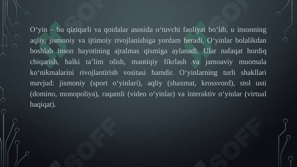 O'yinning kelib chiqish tarixi 2