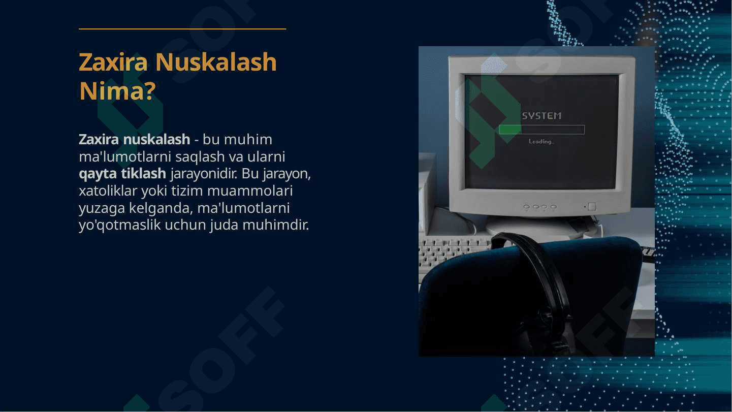 Windows OTda Zaxira Nuskalashni (Backup and Restore) amalga oshirish 3