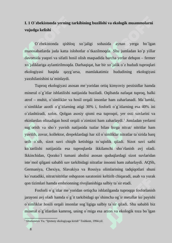 O`zbekistonda ekologik muammolar va ularning hal etilishi. 7