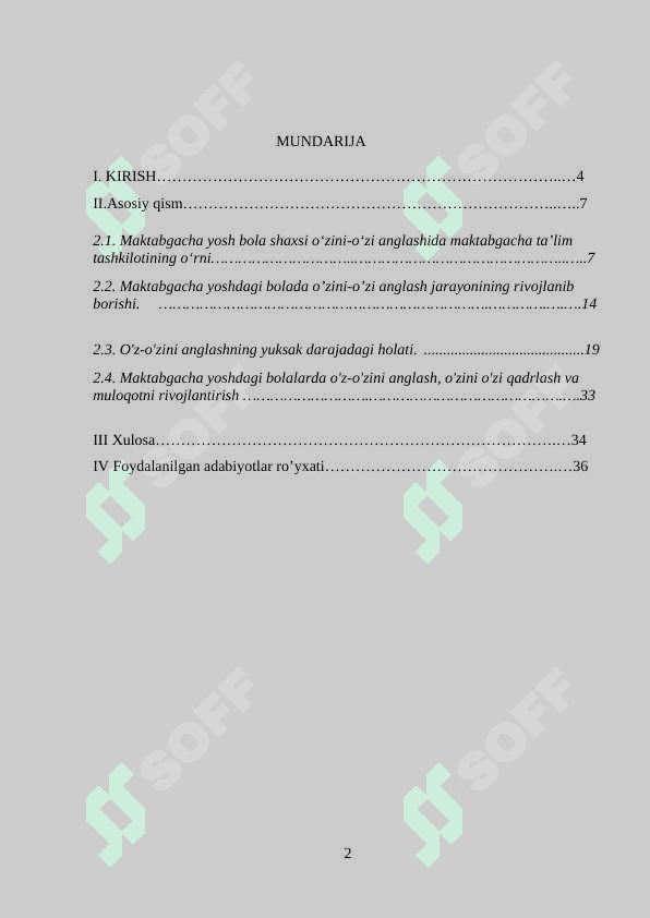Maktabgacha yoshda o’zini-o’zi anglashni rivojlantrish 2