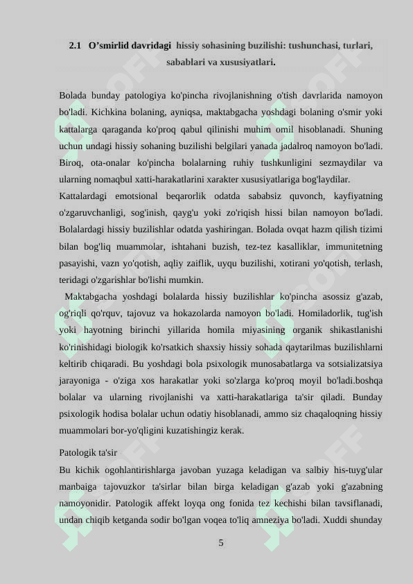 O’smirlik davridagi hissiy buzilishlar 5