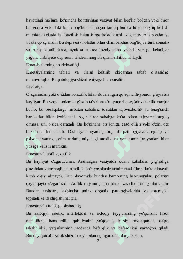 O’smirlik davridagi hissiy buzilishlar 7