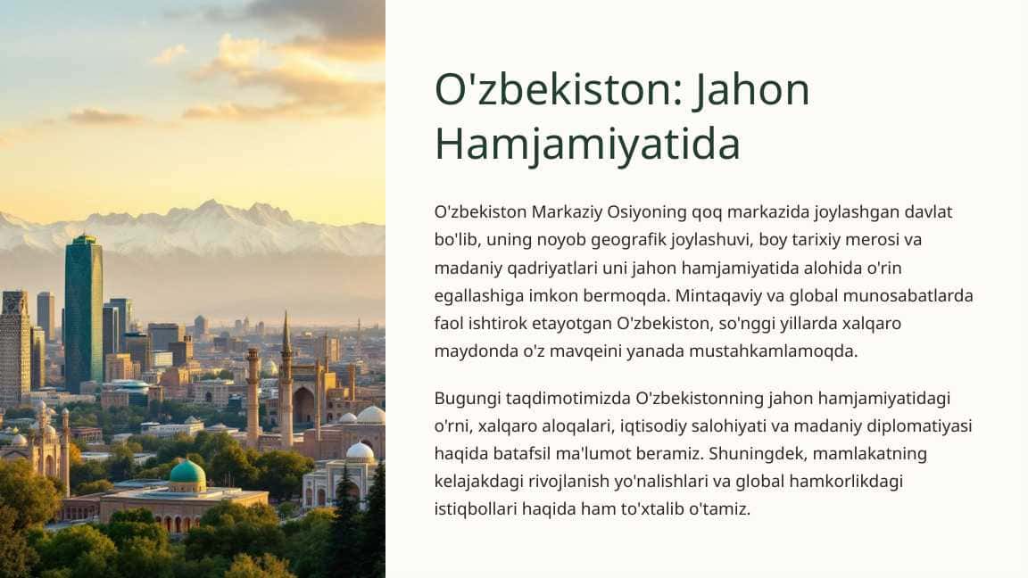 O'zbekiston Jahon Hamjamiyatida