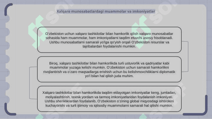 O`zbekistonning tashkilotlar bilan aloqalari 7