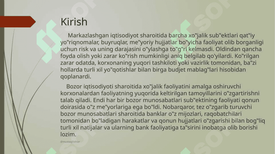 Foiz risklarining iqtisodiy mohiyati va uni yuzaga kelish sabablari 3