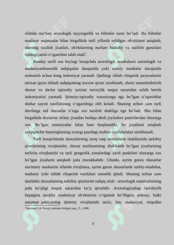 ILK O’RTA ASRLARDA SHAHARLARNING O’SISHI 8