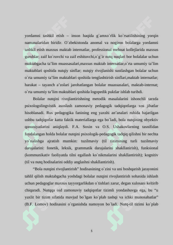 MAKTABGACHA YOSHDAGI BOLALAR NUTQINI RIVOJLANTIRISH VAZIFALARI 5