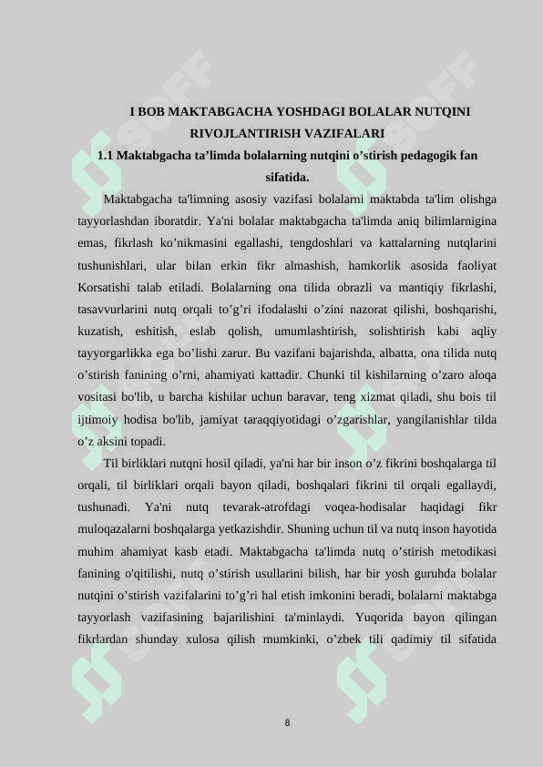 MAKTABGACHA YOSHDAGI BOLALAR NUTQINI RIVOJLANTIRISH VAZIFALARI 8