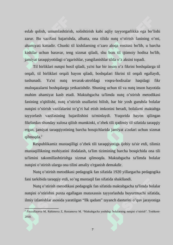 NUTQ TUSHUNCHASI VA UNI RIVOJLANTIRISH VAZIFALARI 7