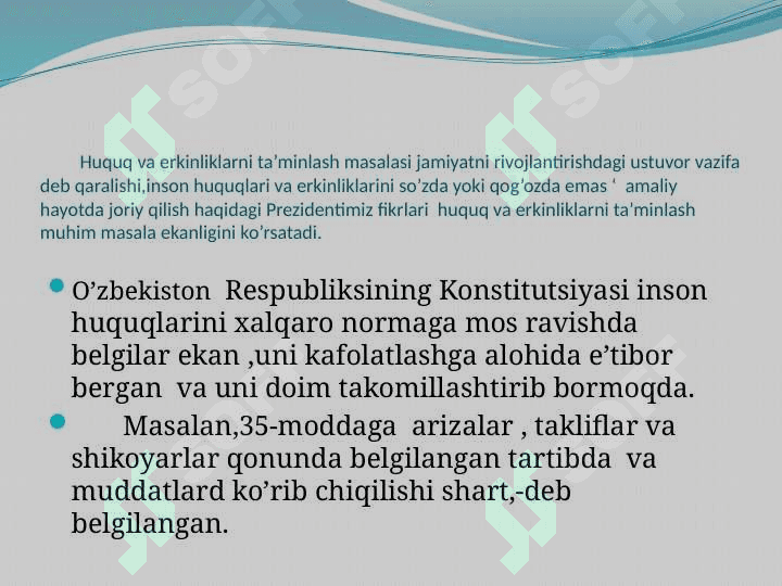 O’zbekiston Respublikasida Fuqarolarning erkinliklari va burchlari 3