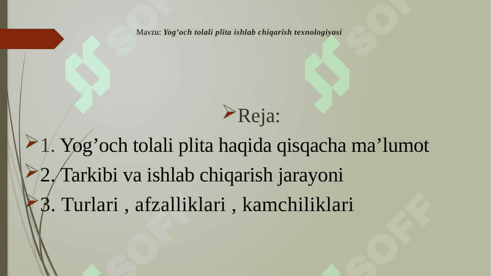 Yog’och tolali plita ishlab chiqarish texnologiyasi 2