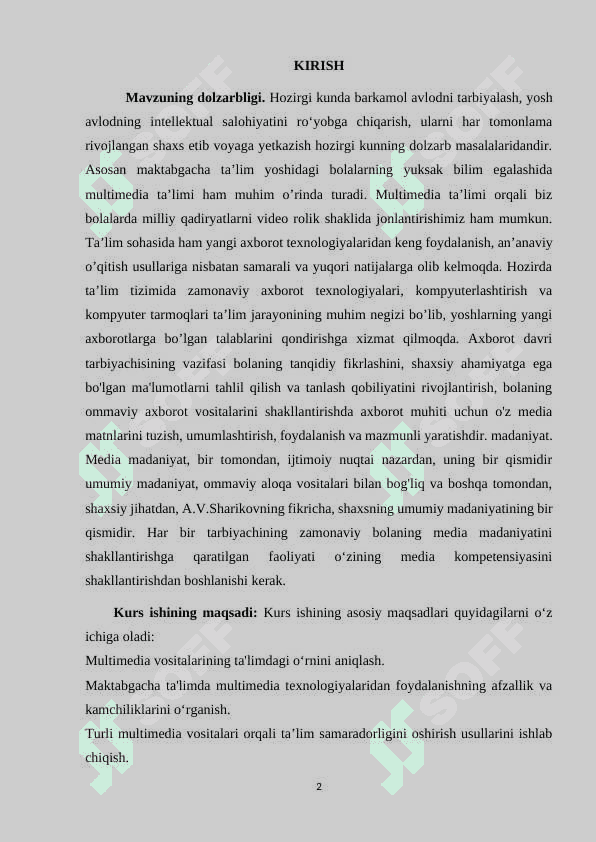 Maktabgacha ta'lim tashkilotlari loyihalash jarayonida multimediyalardan foydalanish 2