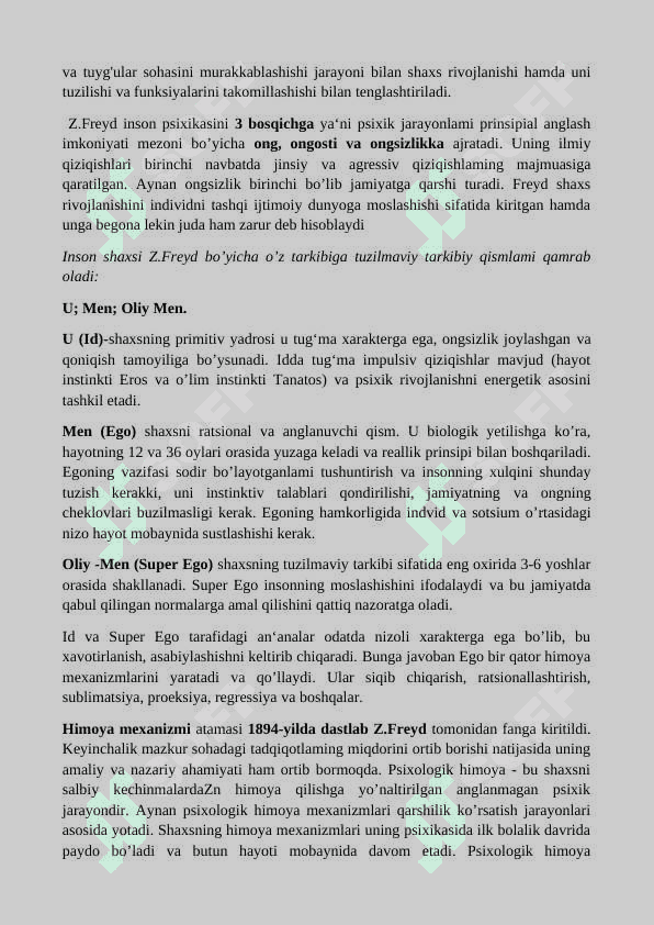 Z.Freydning psixoanalitik ta’limoti 3