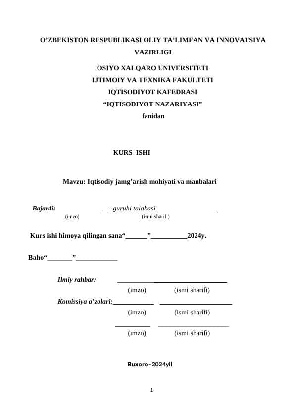 Iqtisodiy jamg’arish mohiyati va manbalari