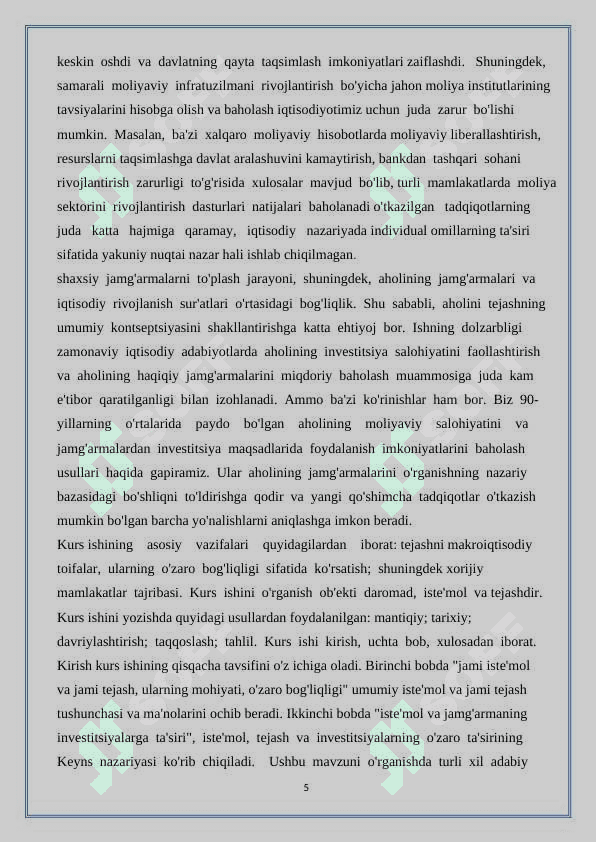 Iqtisodiy jamg’arish mohiyati va manbalari 5