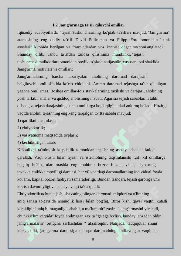 Iqtisodiy jamg’arish mohiyati va manbalari 8