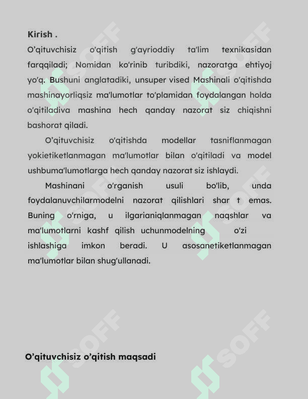 O’qituvchisiz (Unsuper vised) o‘qitish algoritmlari 3