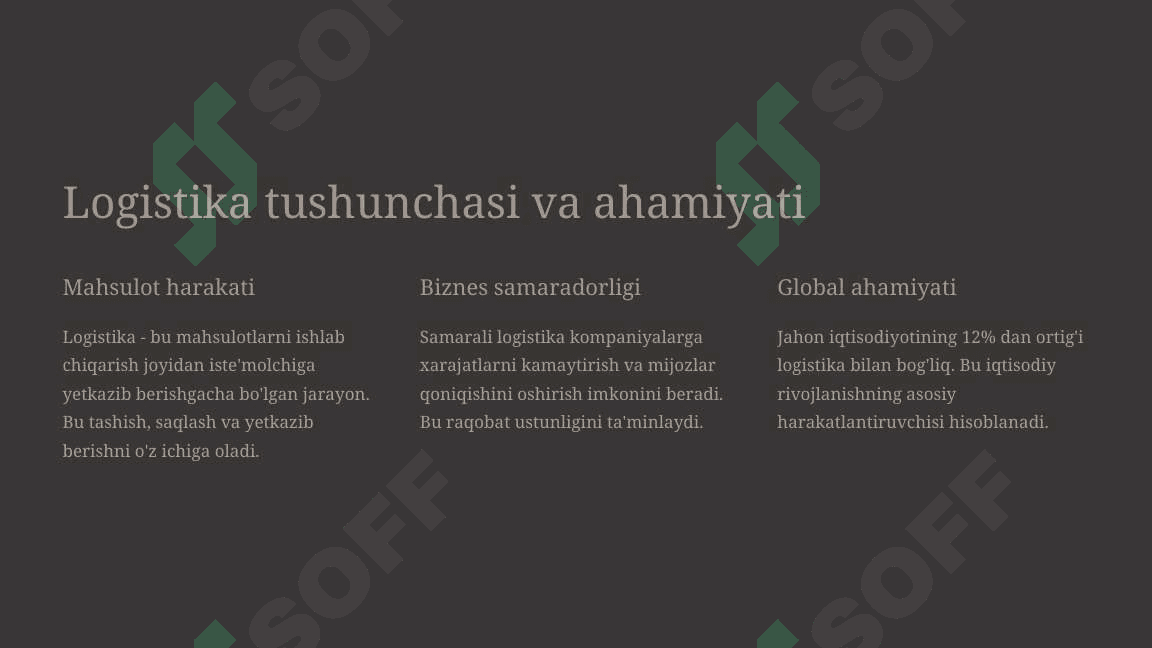 Logistikaning kelajak istiqbollari 2