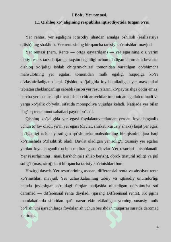 Yer rentasi va uning turlari. 6