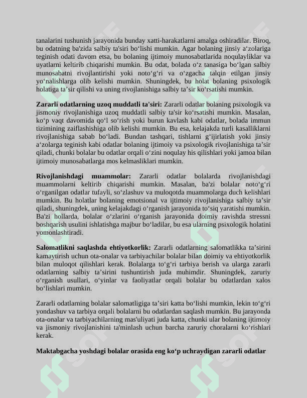Maktabgacha yoshdagi bolalarda zararli odatlardan saqlanishni o'rgatish. 7