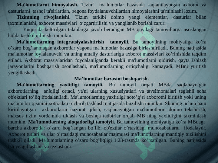 Katta hajmdagi ma’lumotlar bilan ishlash texnologiyalari 6