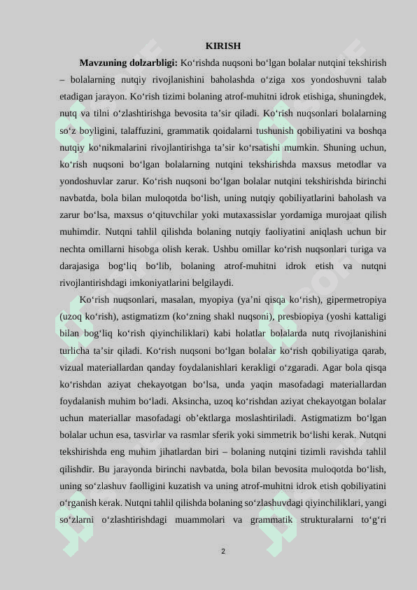 KOʻRISHDA NUQSONI BOʻLGAN BOLALAR NUTQINI TEKSHIRISH 2