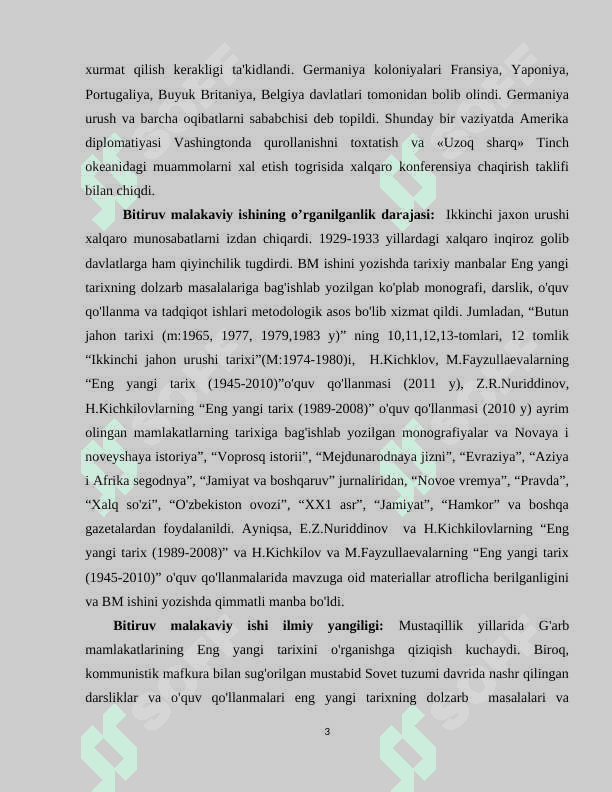 Birinchi Jahon urushidan keyingi dunyoda roʻy bergan xalqaro munosabatlar. 3