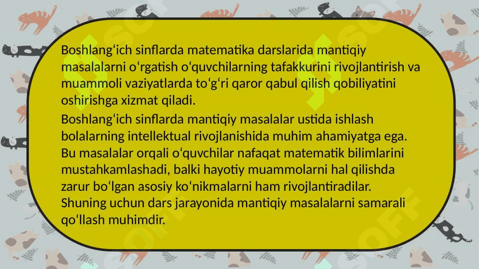 Boshlangʻich sinf matematika darslarida mantiqiy masalalar yechishga oʻrgatish. 2