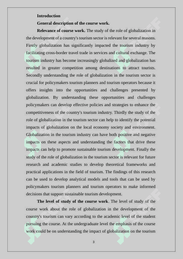 The role of globalization in the development of the country's tourism 3