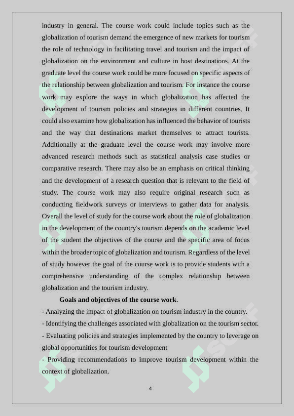 The role of globalization in the development of the country's tourism 4