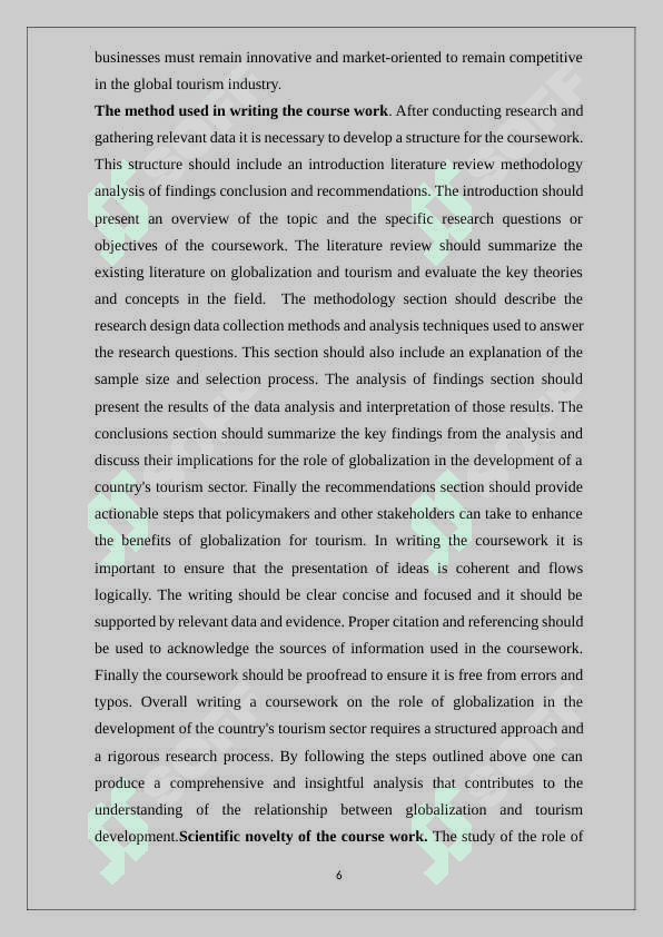 The role of globalization in the development of the country's tourism 6