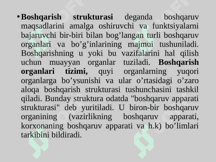 BOSHQARISHNING TASHKILIY STRUKTURASI 5